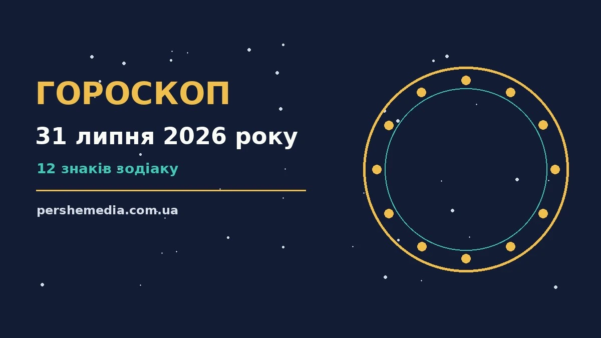 Астрологічний гороскоп на 31 липня 2026 року з символами знаків зодіаку